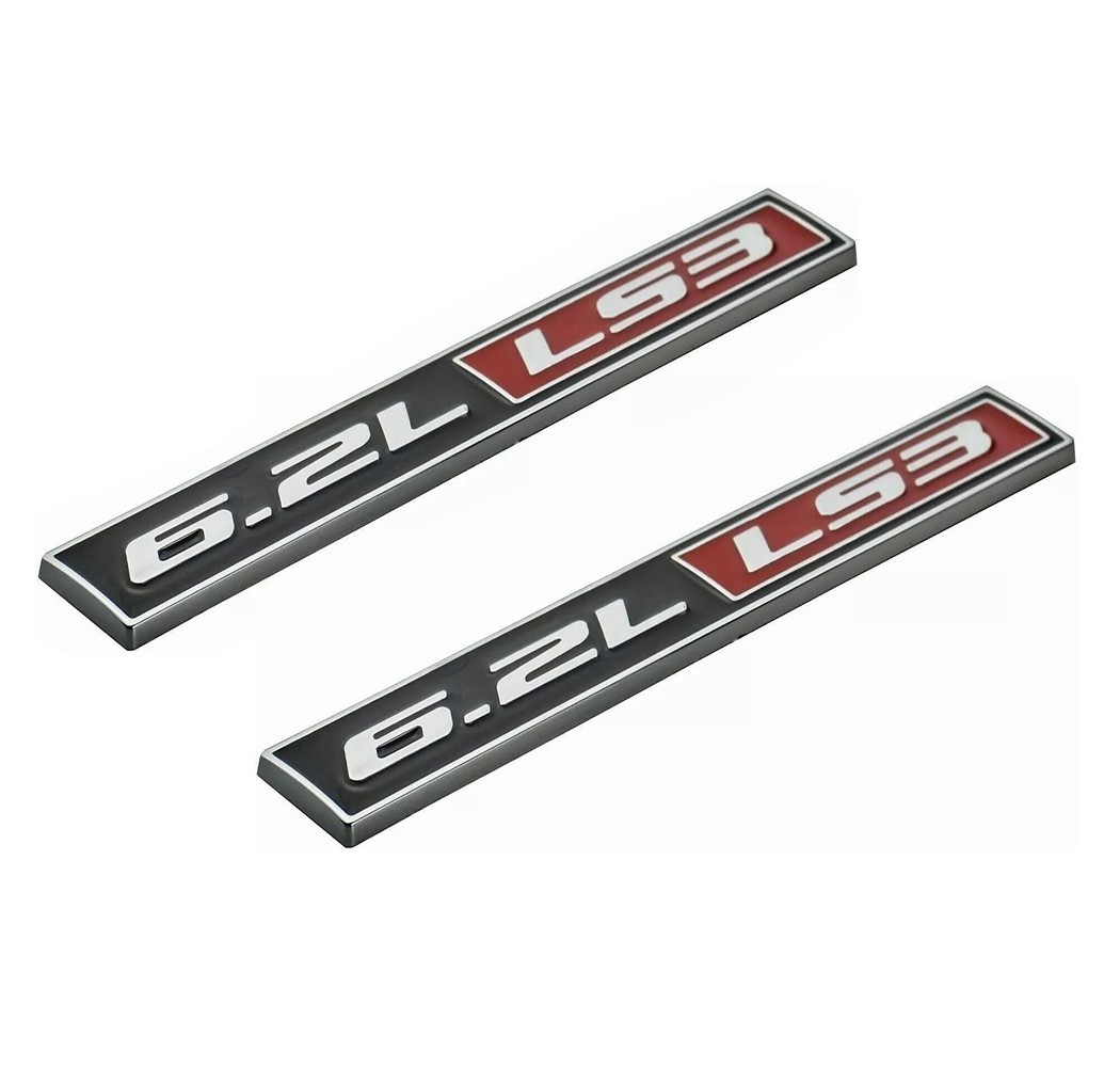 Pair 6.2L LS3 Engine for Universal Cars Emblem Badge Sticker 3D Nameplate