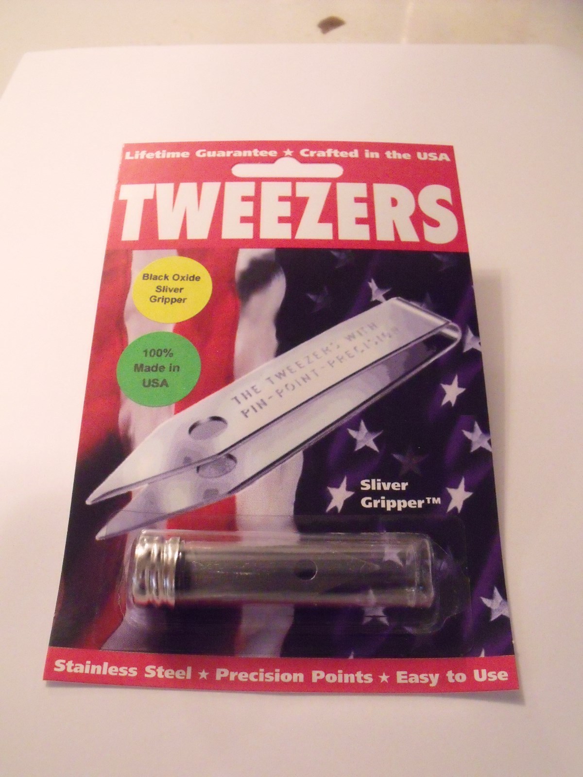 Uncle Bill's Sliver Gripper TWEEZER, In Tube - Black Oxide - EDC/Survival Tool