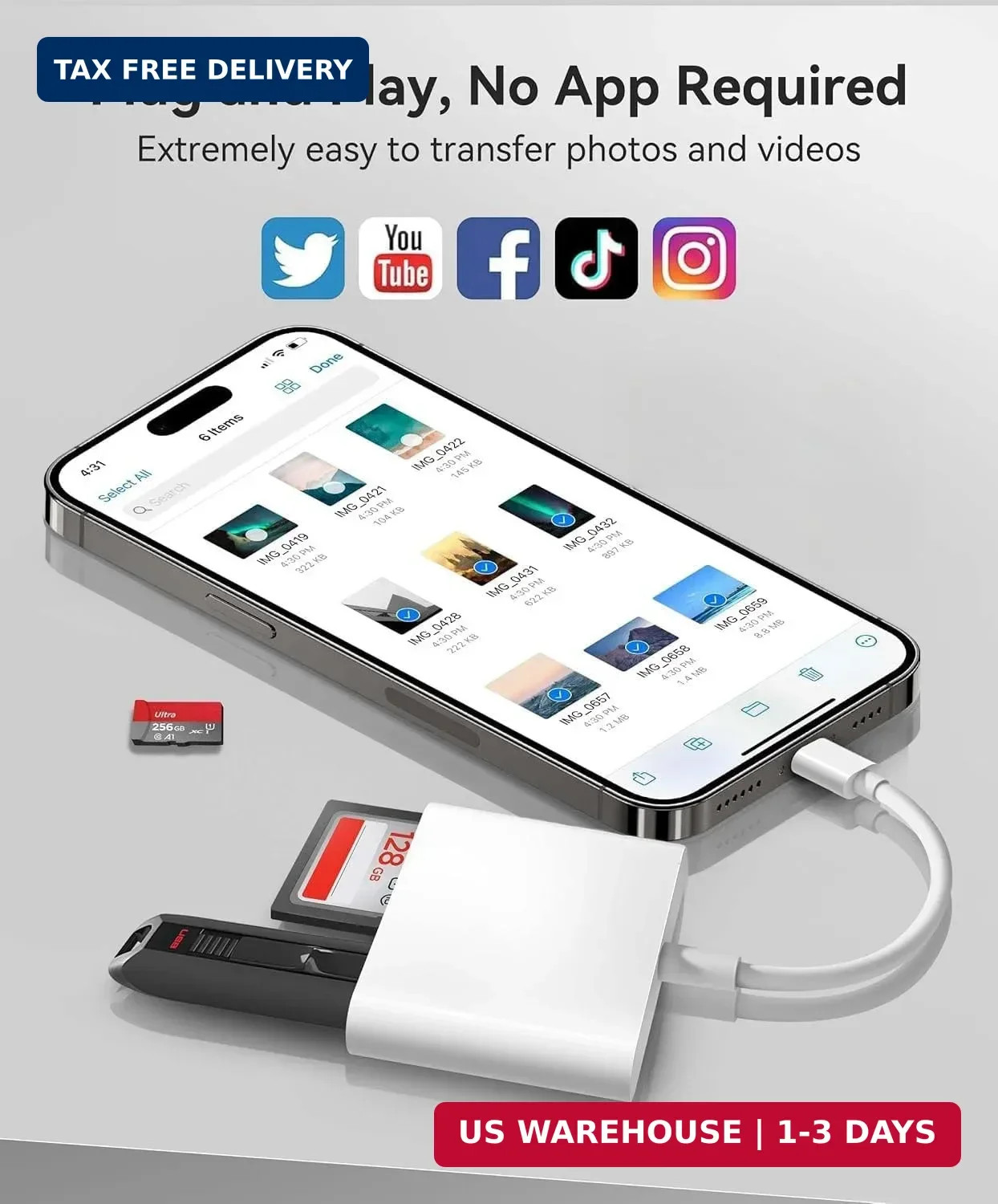 USB C SD Card Reader for iPhone 17/16/15 Series, USB C to Micro SD Memory Card A