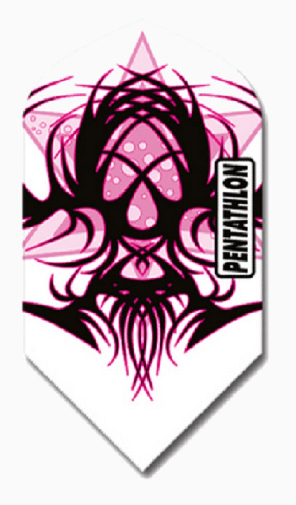 PENTATHLON Pink Tribal Slim Dart Flights  100 Micron 5 sets (15 flights) w/track