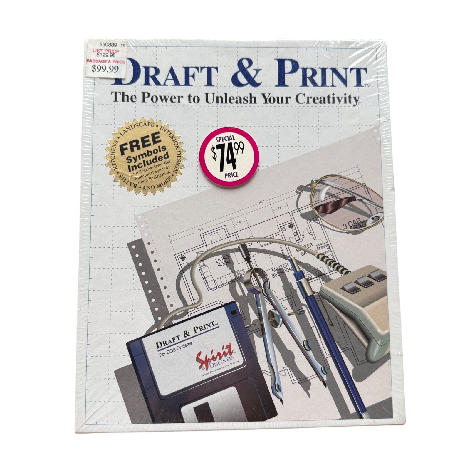 Draft & Print Spirit of Discovery Vintage DOS PC Software Big Box New Sealed