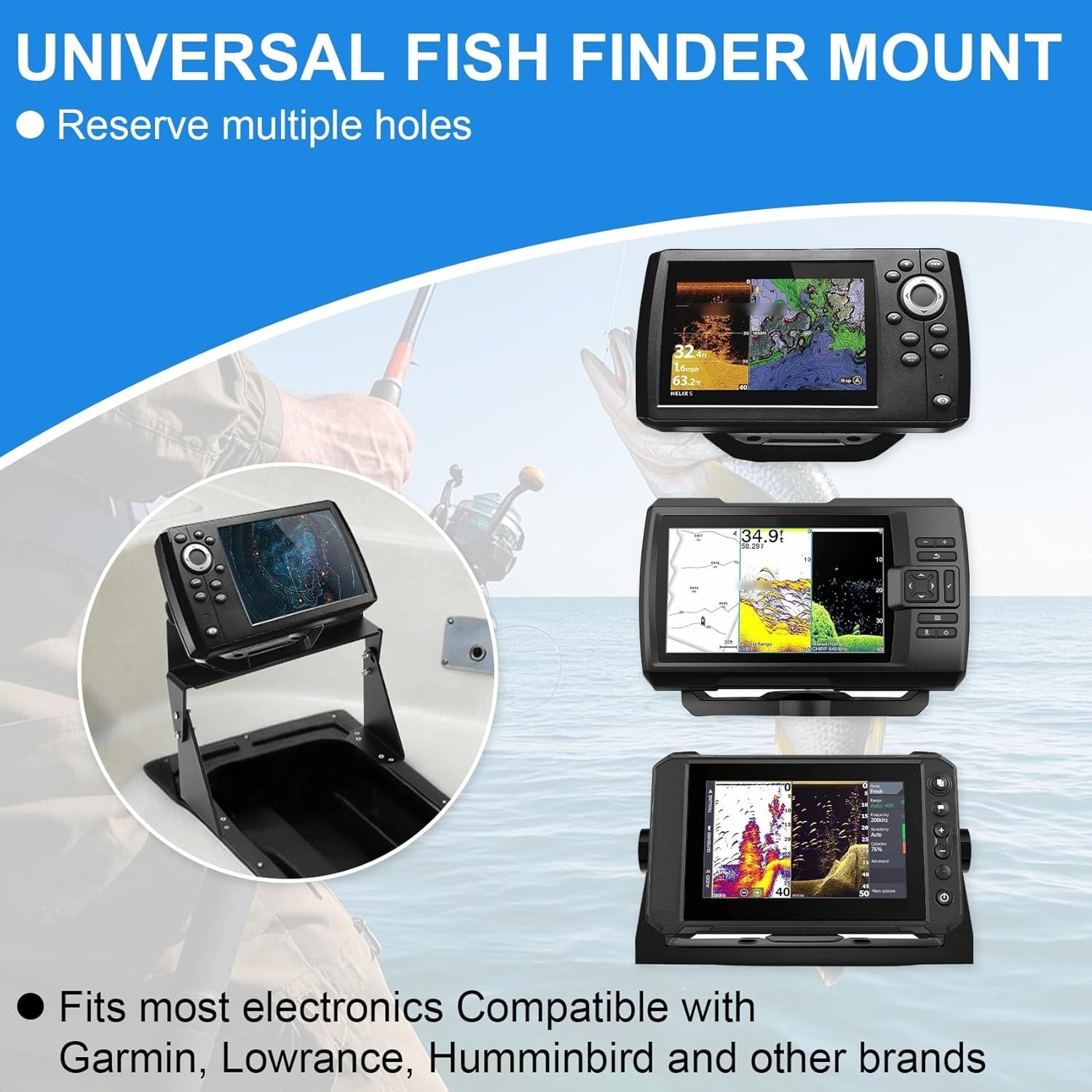 Corrosion-Resistant Dual Graph Mount for Marine Electronics - Adjustable Viewing