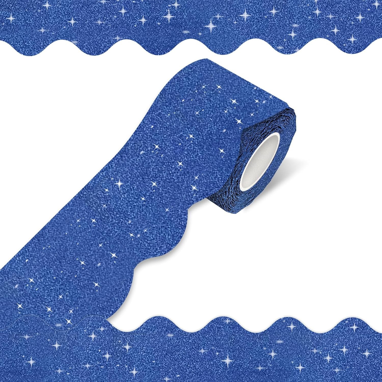 70Ft Shine Scalloped Bulletin Board Border- Blue Bulletin Board Border, Shiny