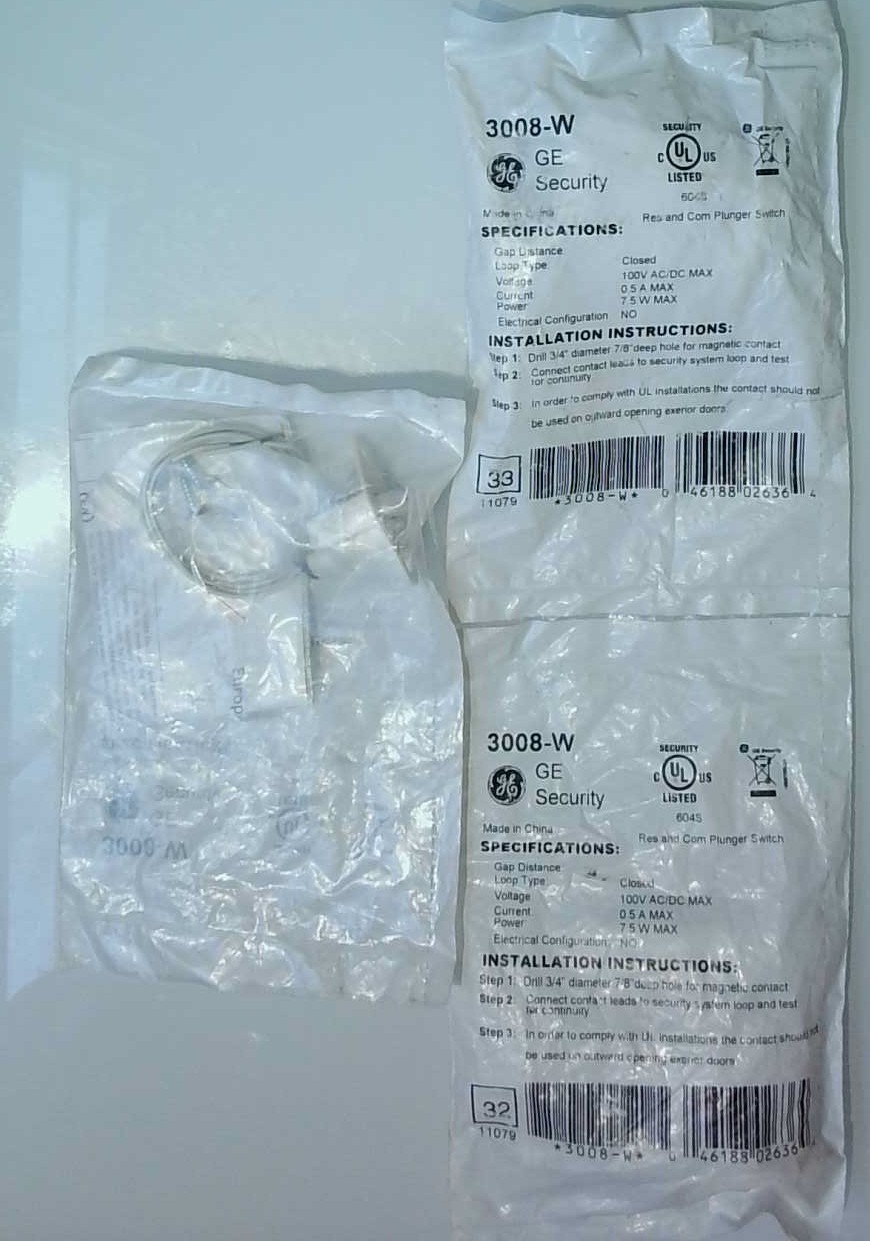 GE Security Shorty Roller Plunger Contacts 3008-W White (Lot of 3)