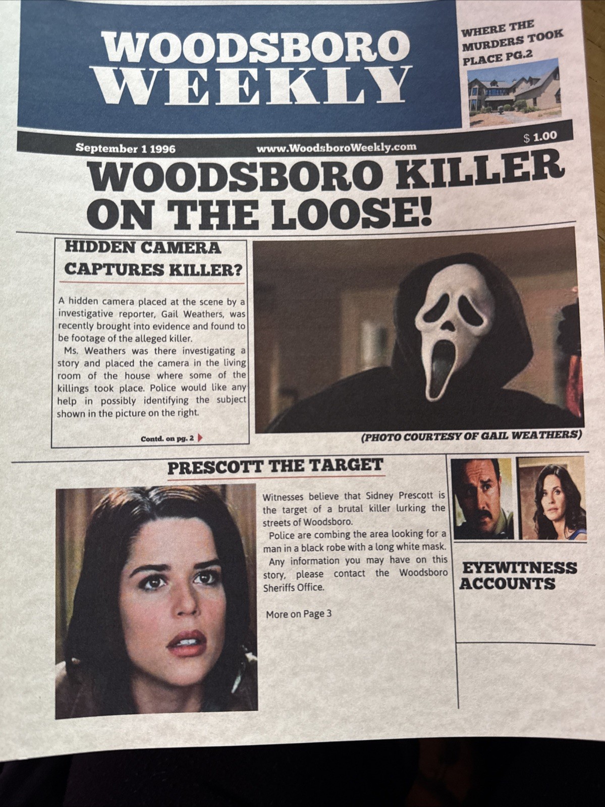 Scream Ghost face Horror Newsprint.