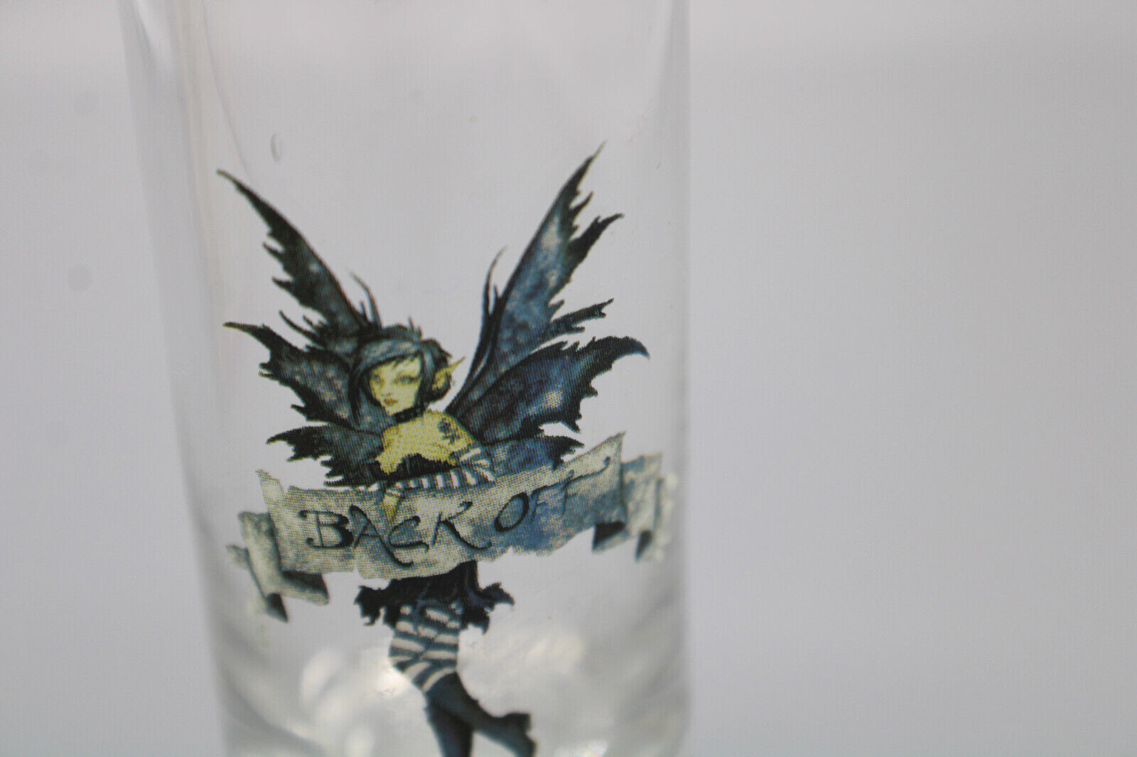"Back off" Shot Glass with Comic Design