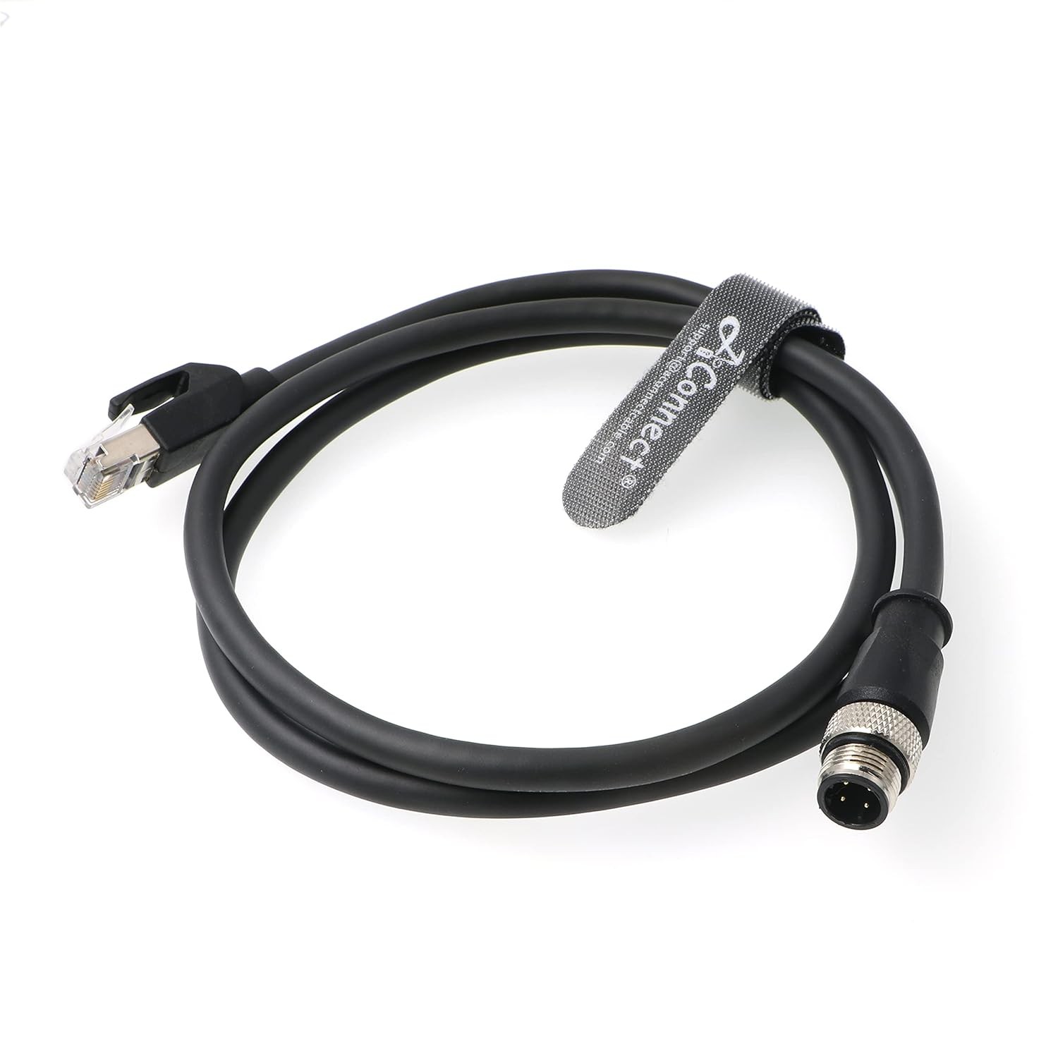 M12 D-Code 4 Pin Male to RJ45 Male Cat5e Industrial Ethernet Shielded Cable 8m