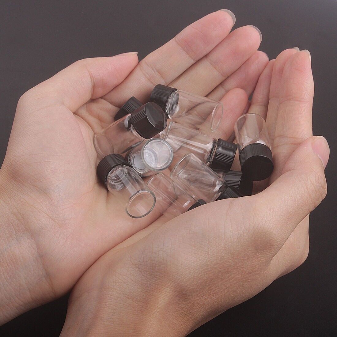 50pcs 3ml Mini Clear Small Empty Glass Bottles Sample Vials Jars with Screw Cap