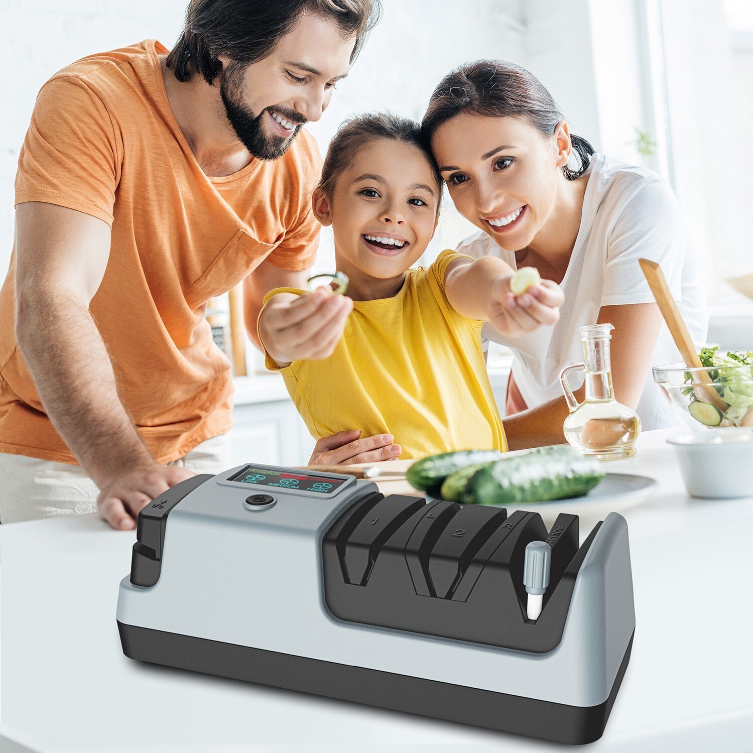 5 in 1 Electric Knife Sharpener-3 Rotational Speed Adjustable Knife Sharpener