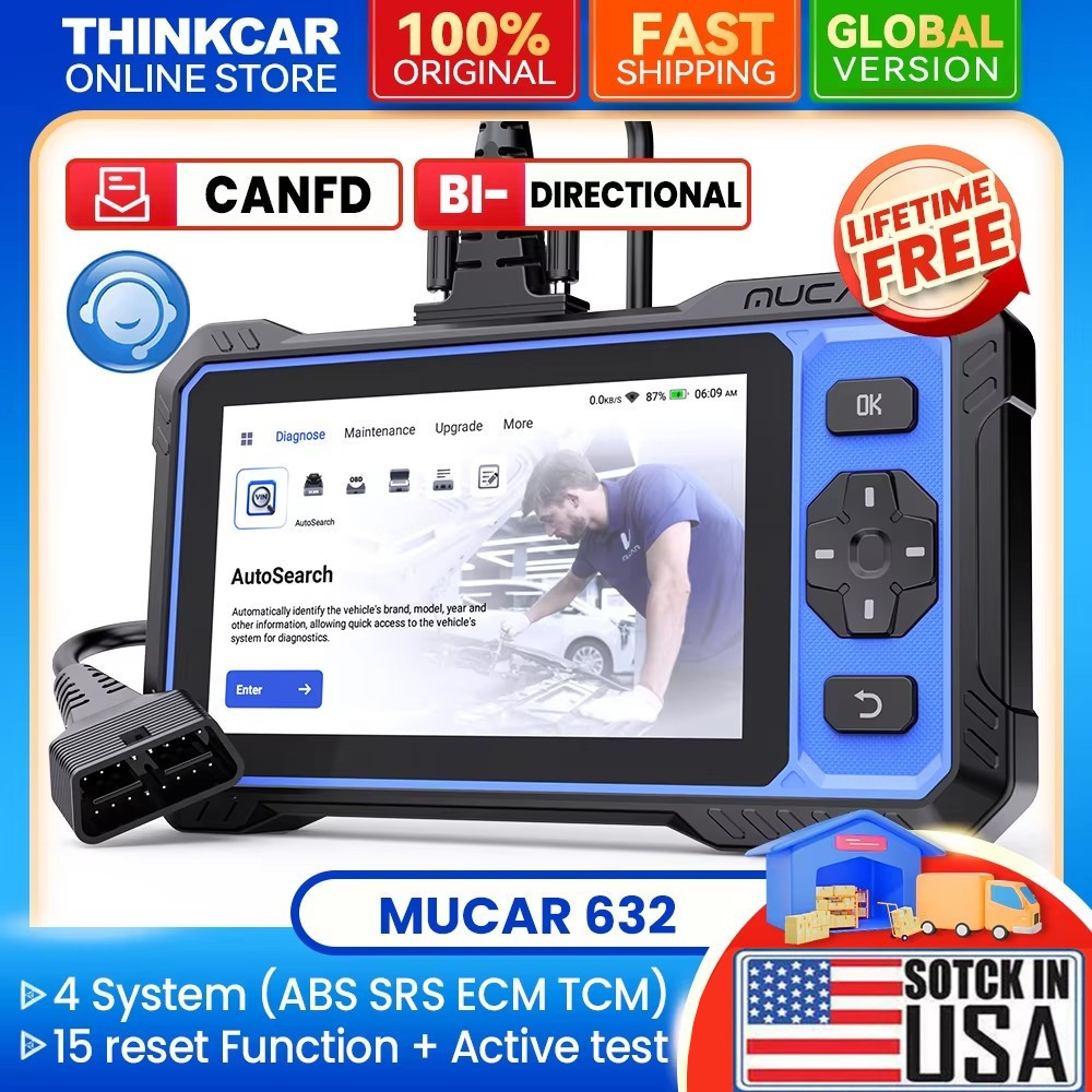 🔥2026 MUCAR 632 Auto OBD2 Scanner Engine ABS SRS SAS AT EPB AI Diagnostic Tool