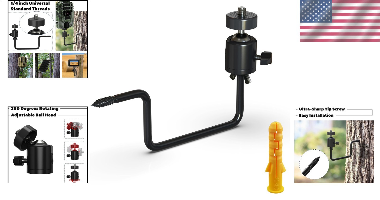Trail Camera Tree Mount 360° Adjustable Robust Outdoor Game Cam Holder
