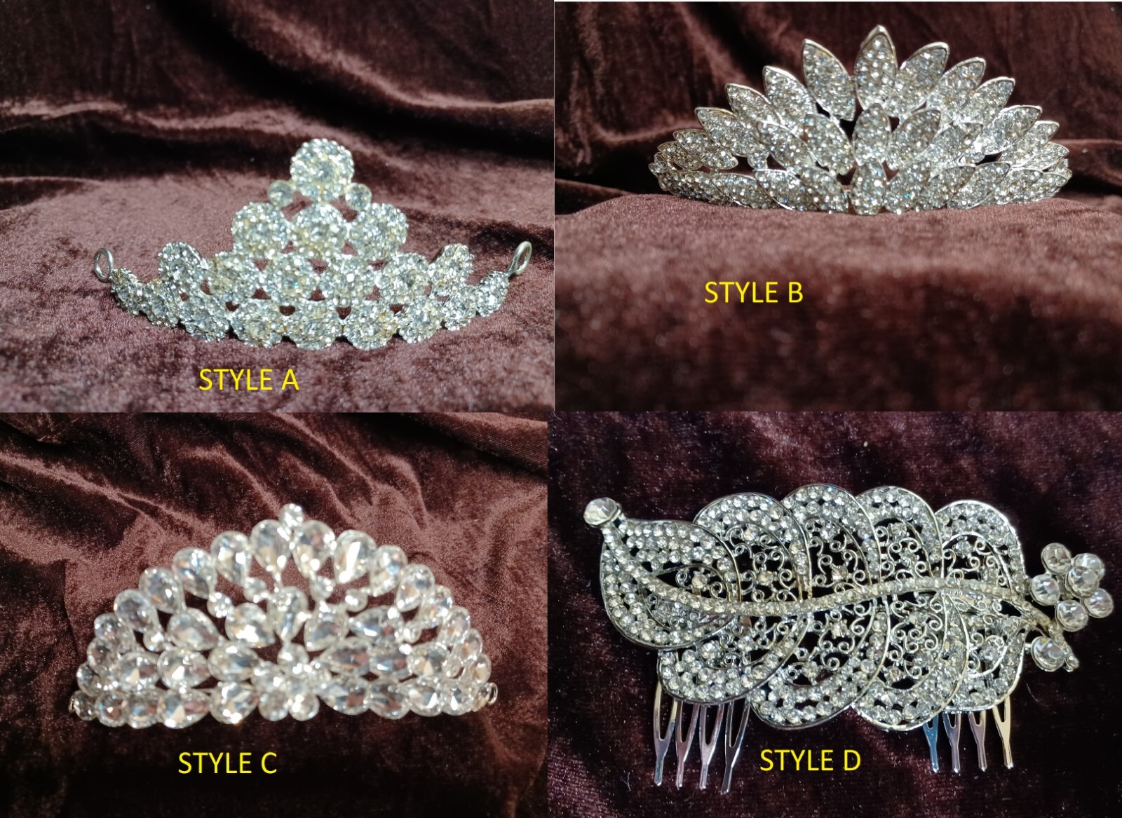 21 Pc W/4 Styles Wholesale Lots Bridal Crystal Flower Girls Princess Headdress