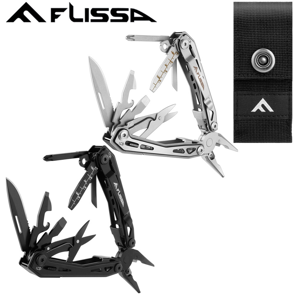 FLISSA 16-in-1 Stainless Steel Multi Tool Pliers EDC Multitools Pocket Knife NEW