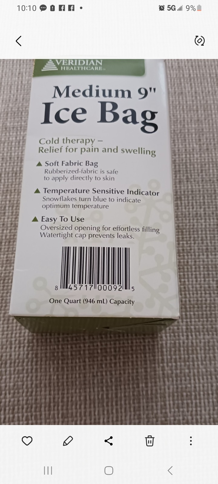 Ice Bag 9" cold therapy New in box