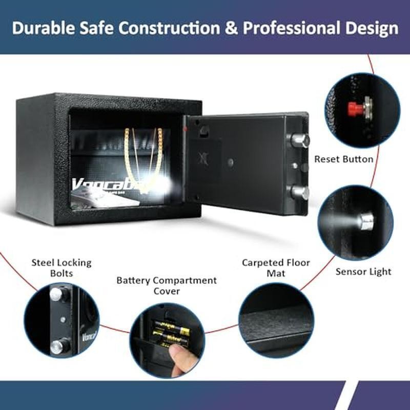 Fireproof Safe Box W/ Sensor Light Digital Keypad Security Lock Waterproof New