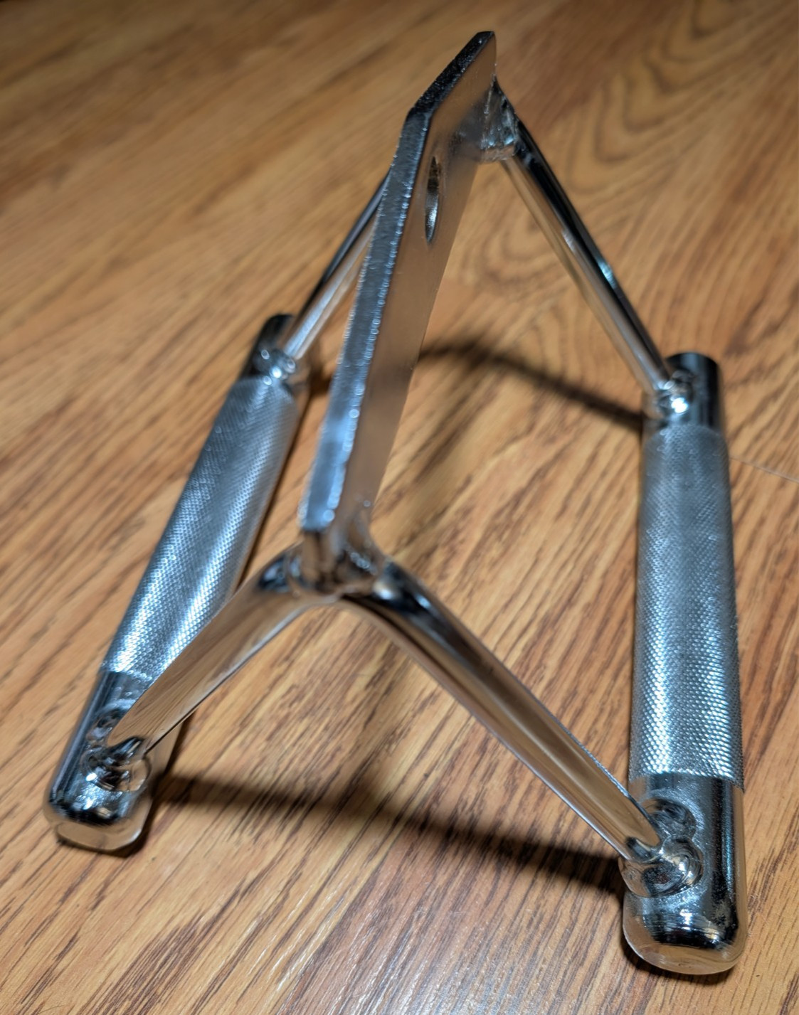 Lat Pulldown D Bar, Double Handle with Metal Grip, Chrome Color, NEW
