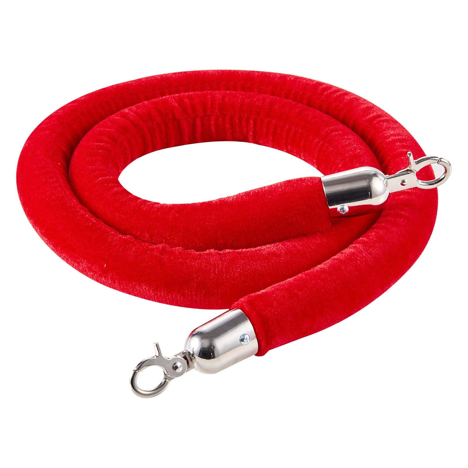 2PCS Red Velvet Stanchion Ropes 5ft Crowd Control w/ Silver Hooks