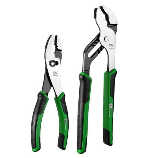 2-Piece Pliers Set, 8'' Slip Joint & 10'' Pliers Wrench, CR-V Steel | V-Jaw