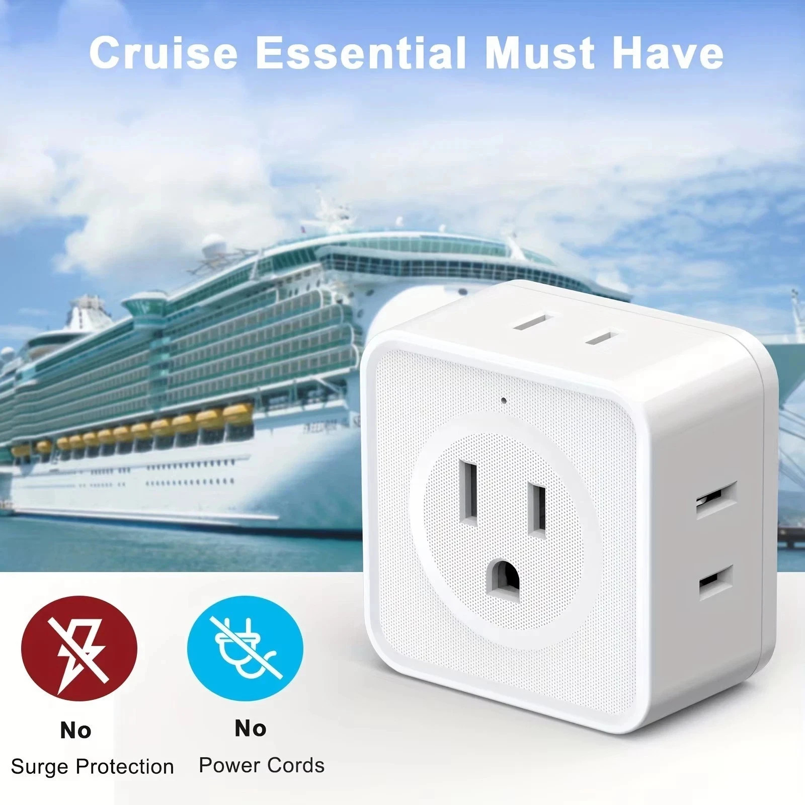 5 Way Multi Plug Outlet Extender, Wall Outlet Expander, Small Electrical Outlet