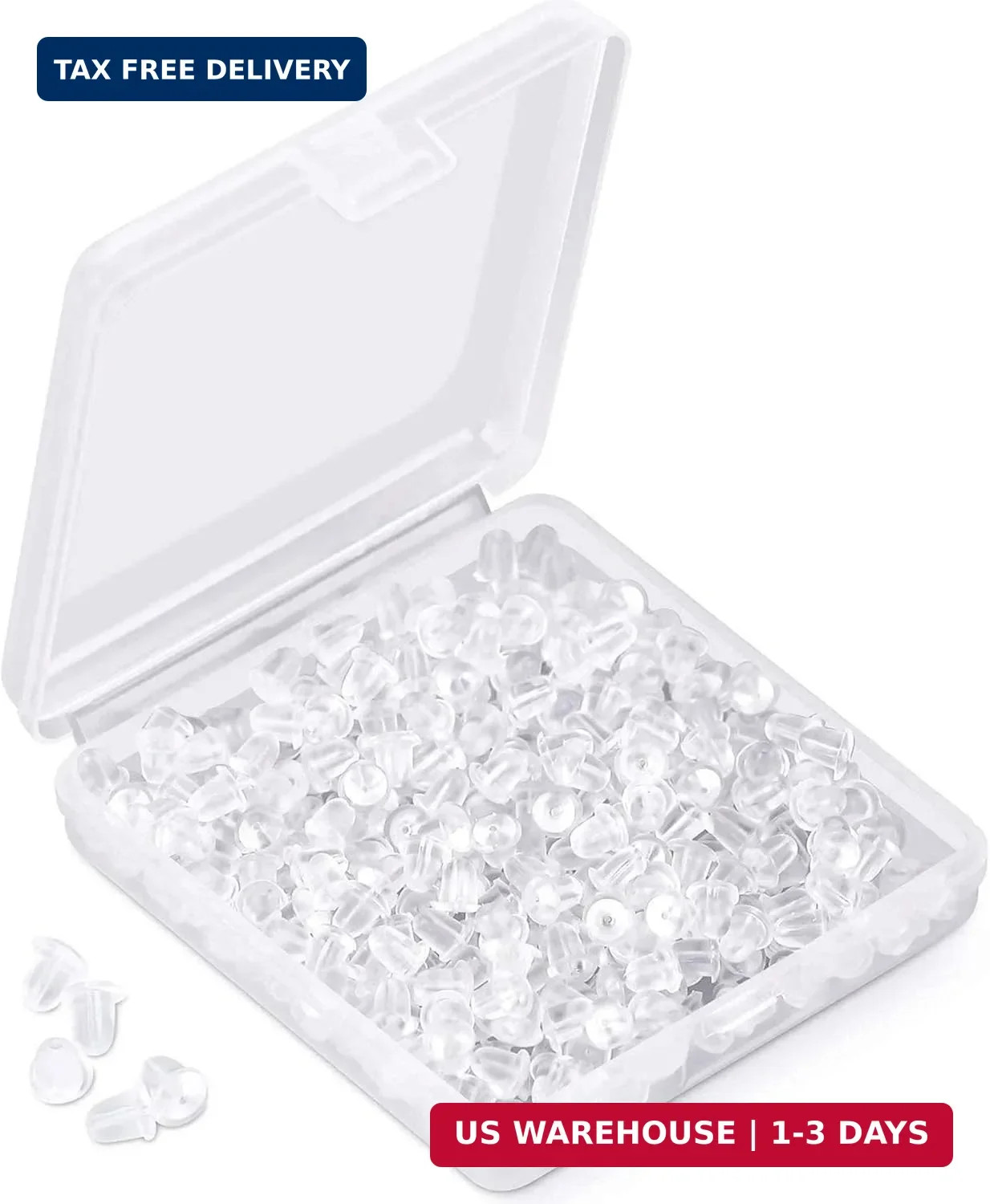 iBayam Silicone Earring Backs Earring Backings 1200 Pcs Soft Clear Ear Safety Ba