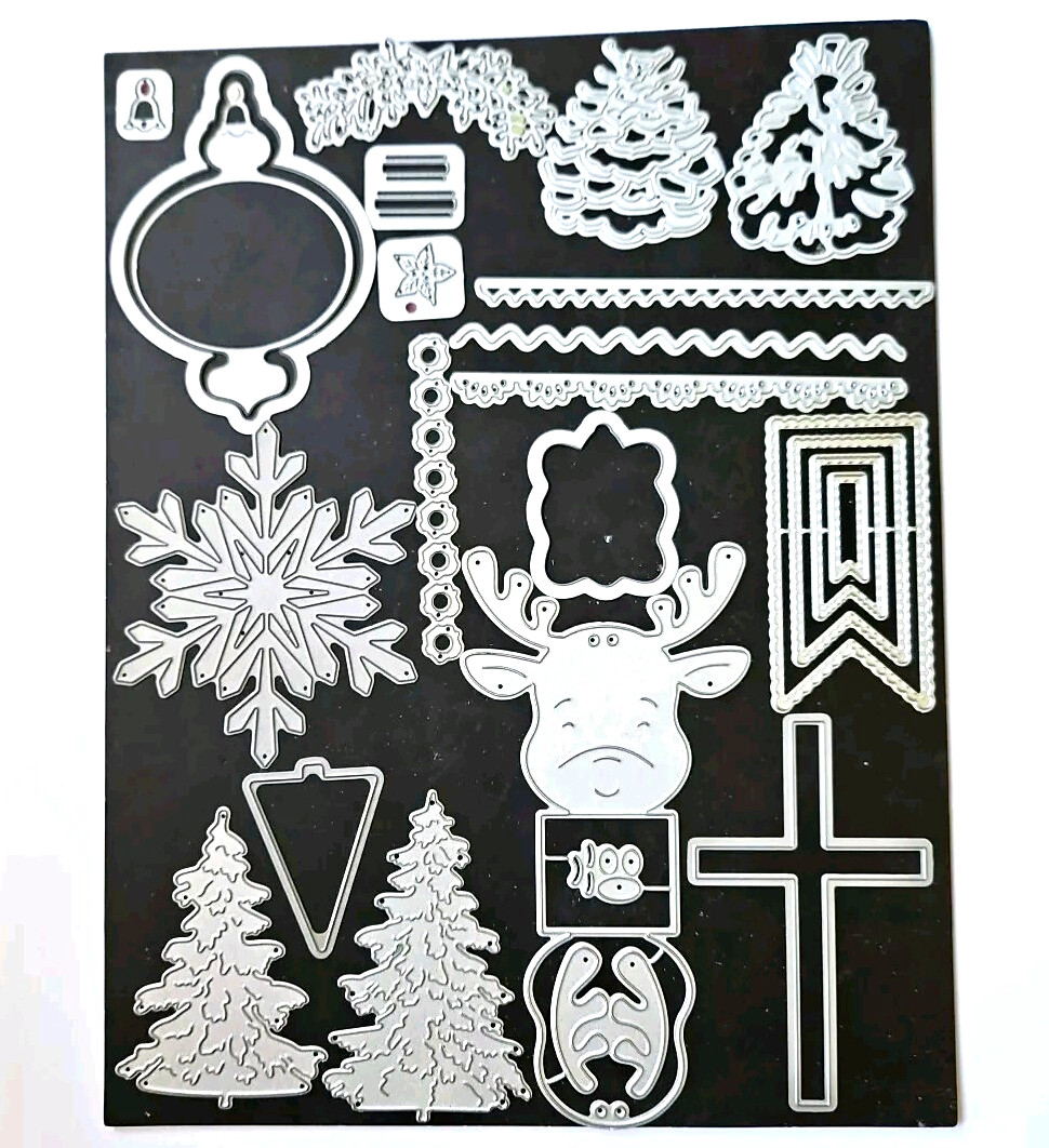 CHRISTMAS HOLIDAYS 25 Thin Metal Cutting Dies Rudolph Trees Ornament Cross tho10