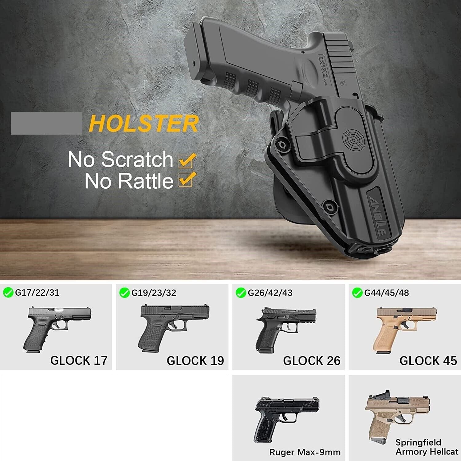 ANOLE Level 2 OWB Paddle Holster Fits Ruger Max 9 Springfield hellcat Multi Guns