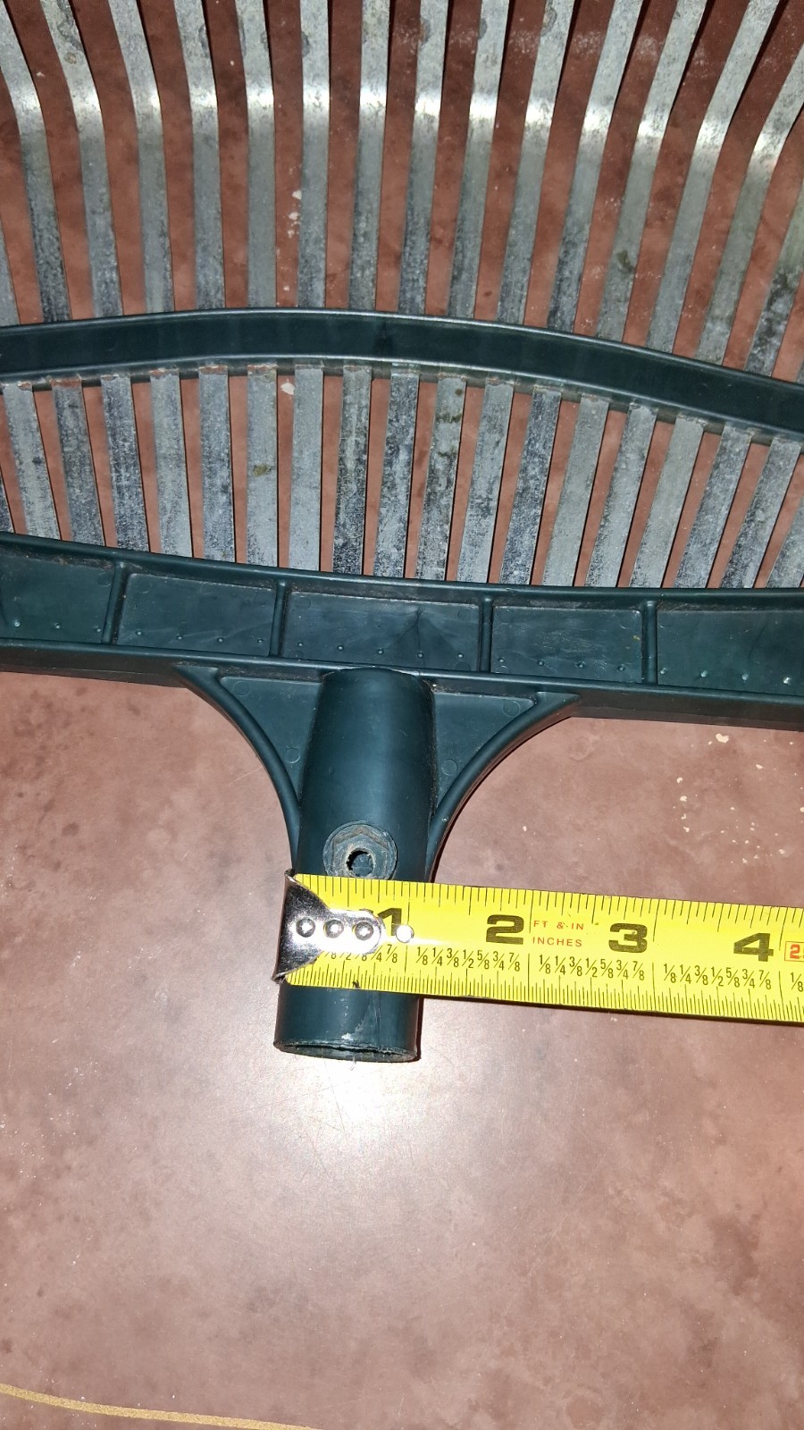 Lawn/Leaf Rake Head Attachment w/ Steel Tines, Green Plastic, Silver