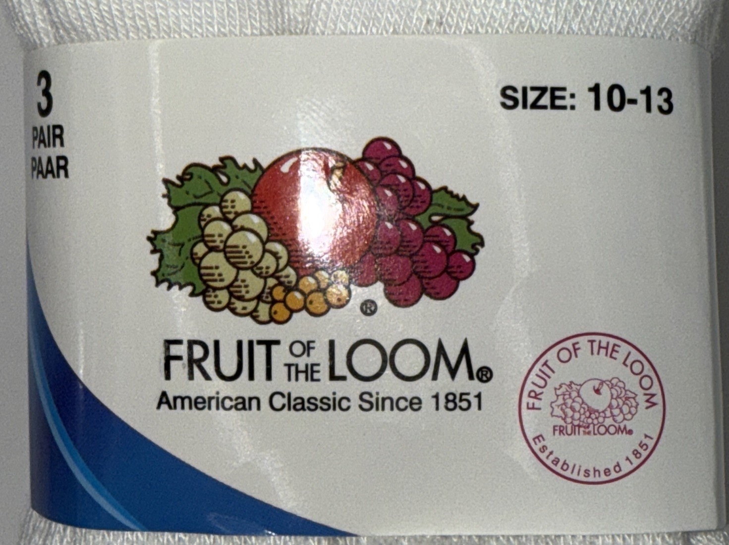 Fruit of The Loom White Tube Socks 3 Pairs Men’s 10-13 Crew, Over The Calf