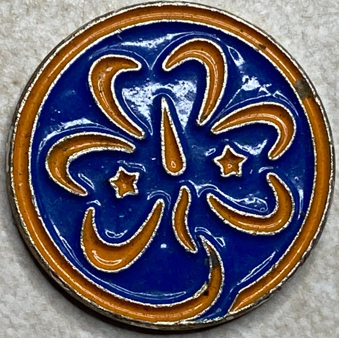 Blue Orange Enamel Golf Ball Marker Token T8446