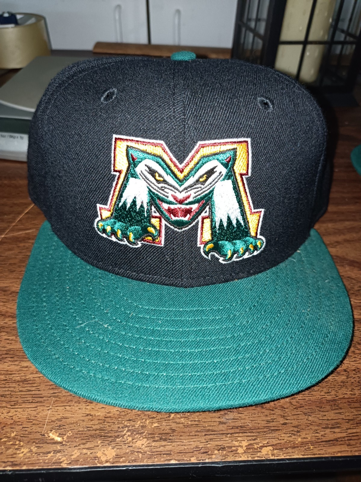 Vintage New Era 5950 Green Bill Fitted  Michigan Battle Cats Hat Wool Size 7 1/4