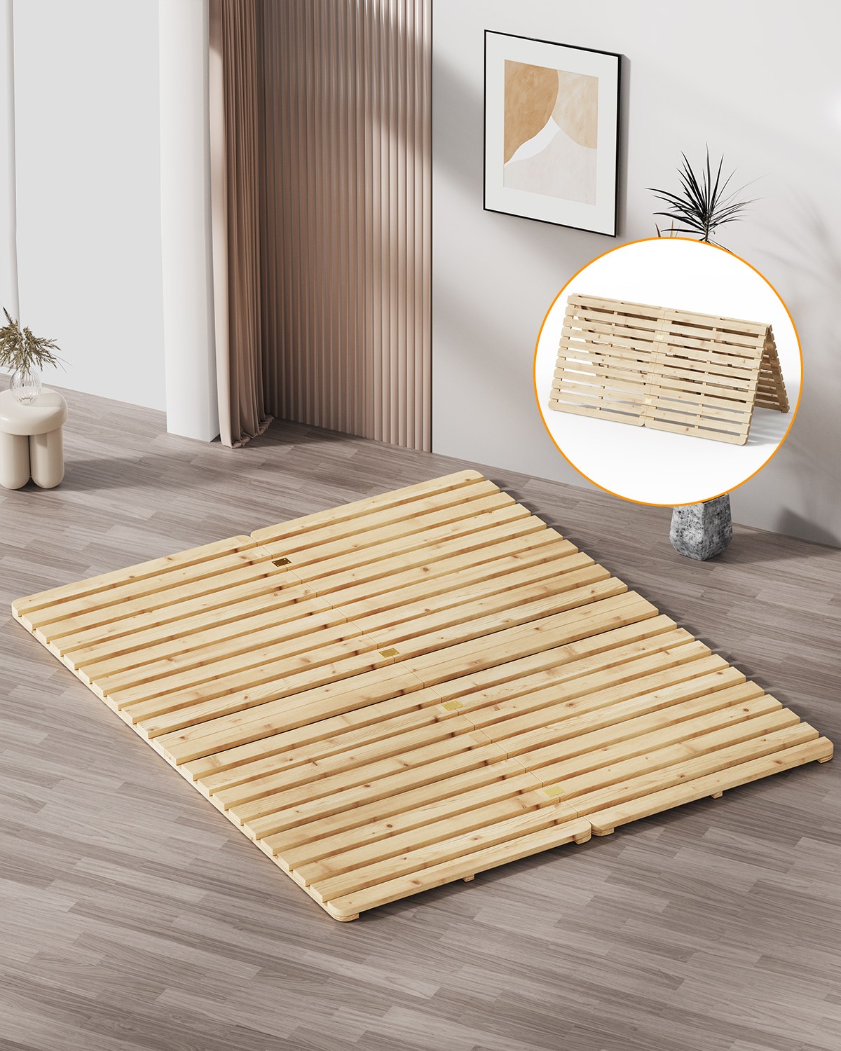 NAIZEA Japanese Tatami Mat Foldable Tatami Floor Bed Frame Twin Full Queen King