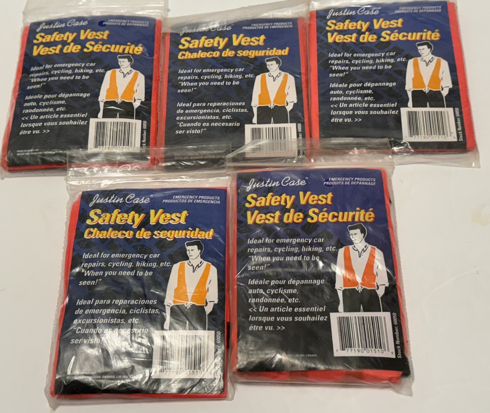 10 Blaze Orange Vinyl Lightweight Safety Vests Hiking Auto NEW FREE SHIPPING