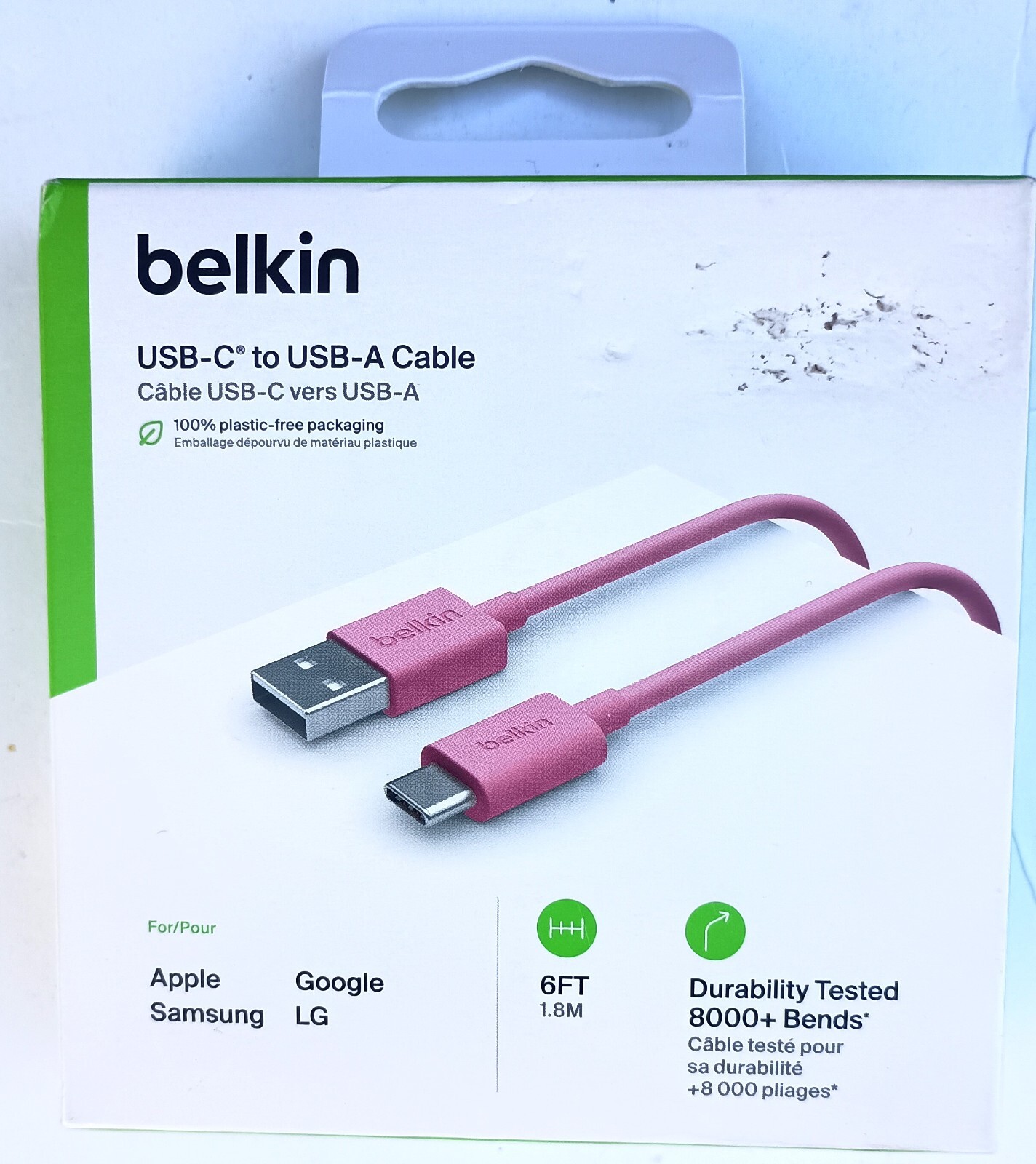 Belkin F2CU032bt06-PNK USB 2.0 Supported USB-C to USB-A Cable (1.8m / 6ft)  PINK