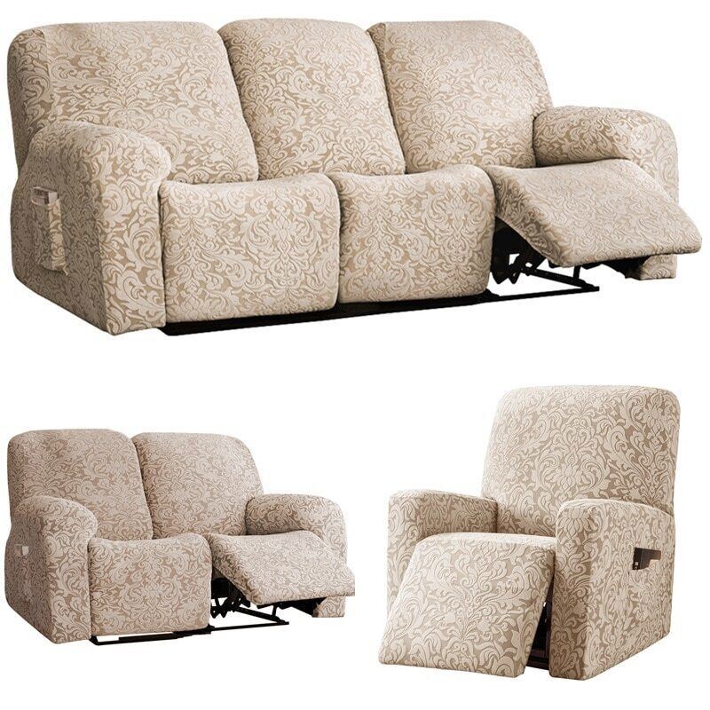 1/2/3Seater Elastic Recliner Sofa Cover Slipcover Jacquard Reclining Chair Cover