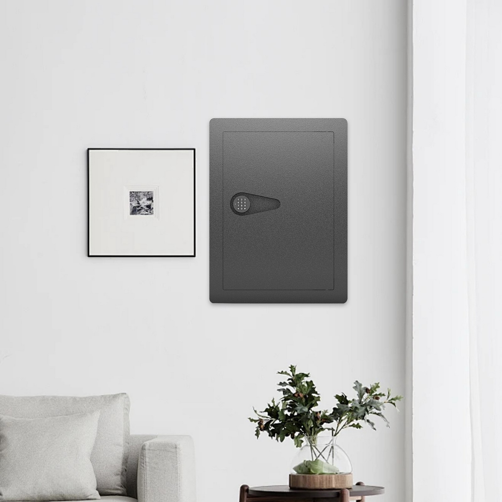 Wall Hidden Digital Keypad Flat Safe Box Fireproof Firearm Valuables Documents
