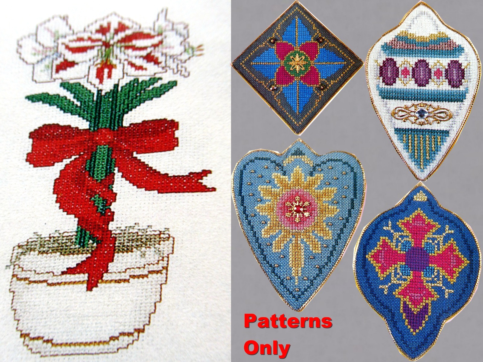 Amaryllis Placemat Design Jewel Tone Ornament Designs CROSS STITCH PATTERNS