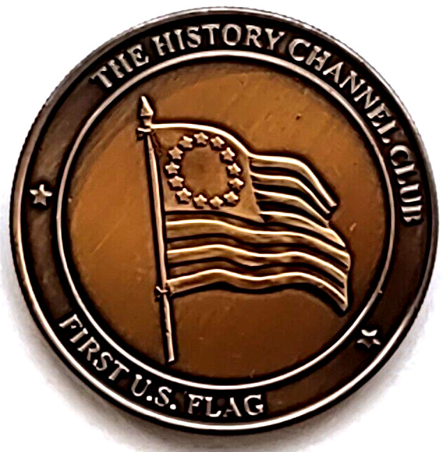 First US Flag Medallion American History History Channel Club Bronze 1.5"