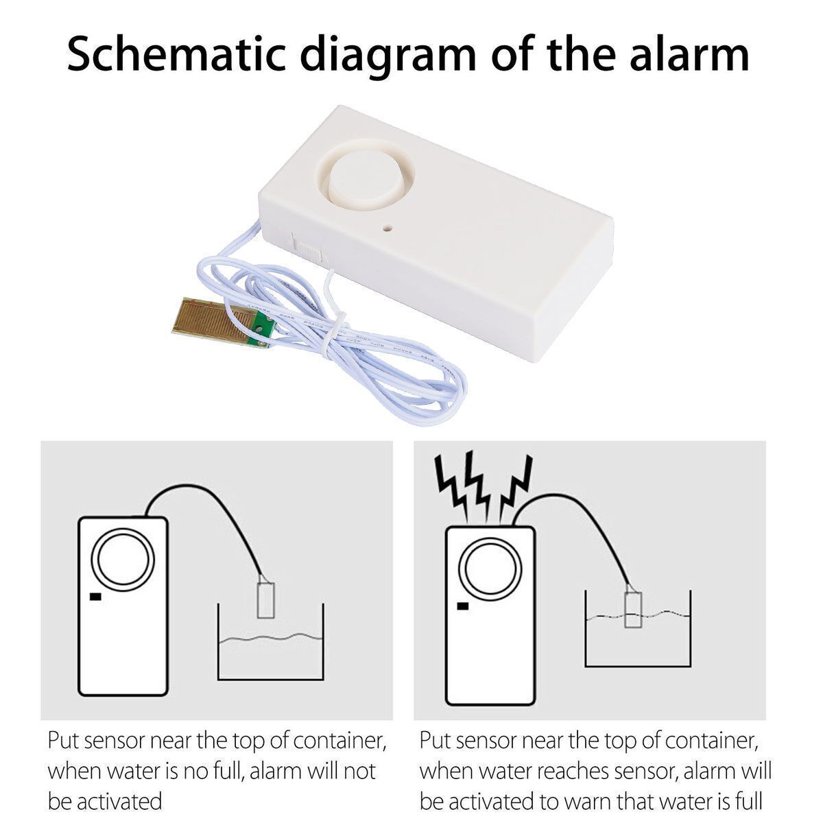 1-5pcs Water Leak Alarm Flood Level Overflow Detector Sensor Home Security Alert