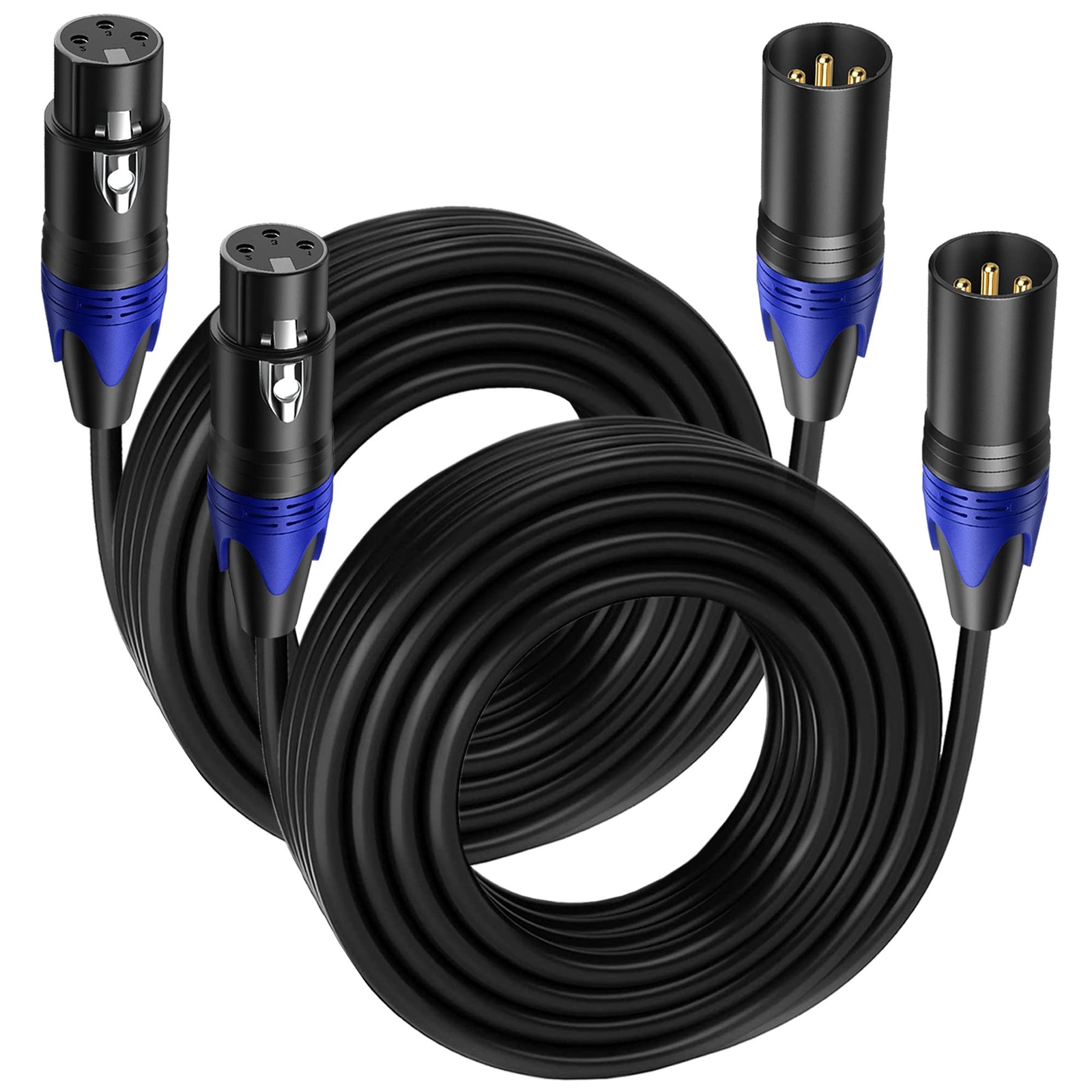 2 Pack, 25 FT XLR Male to Female Cable Professional Balanced Microphone Lead