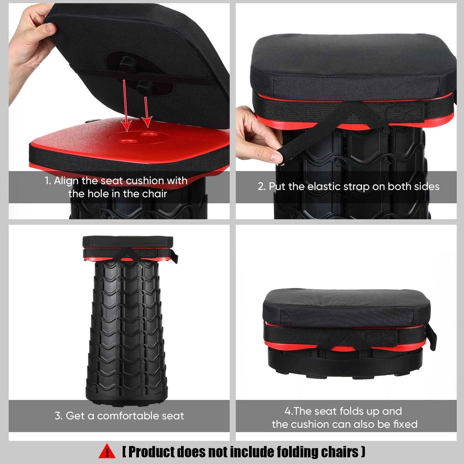 1 Pack Square Telescopic Stool Cushion (Exclude Chair) with Memory Foam Retra...