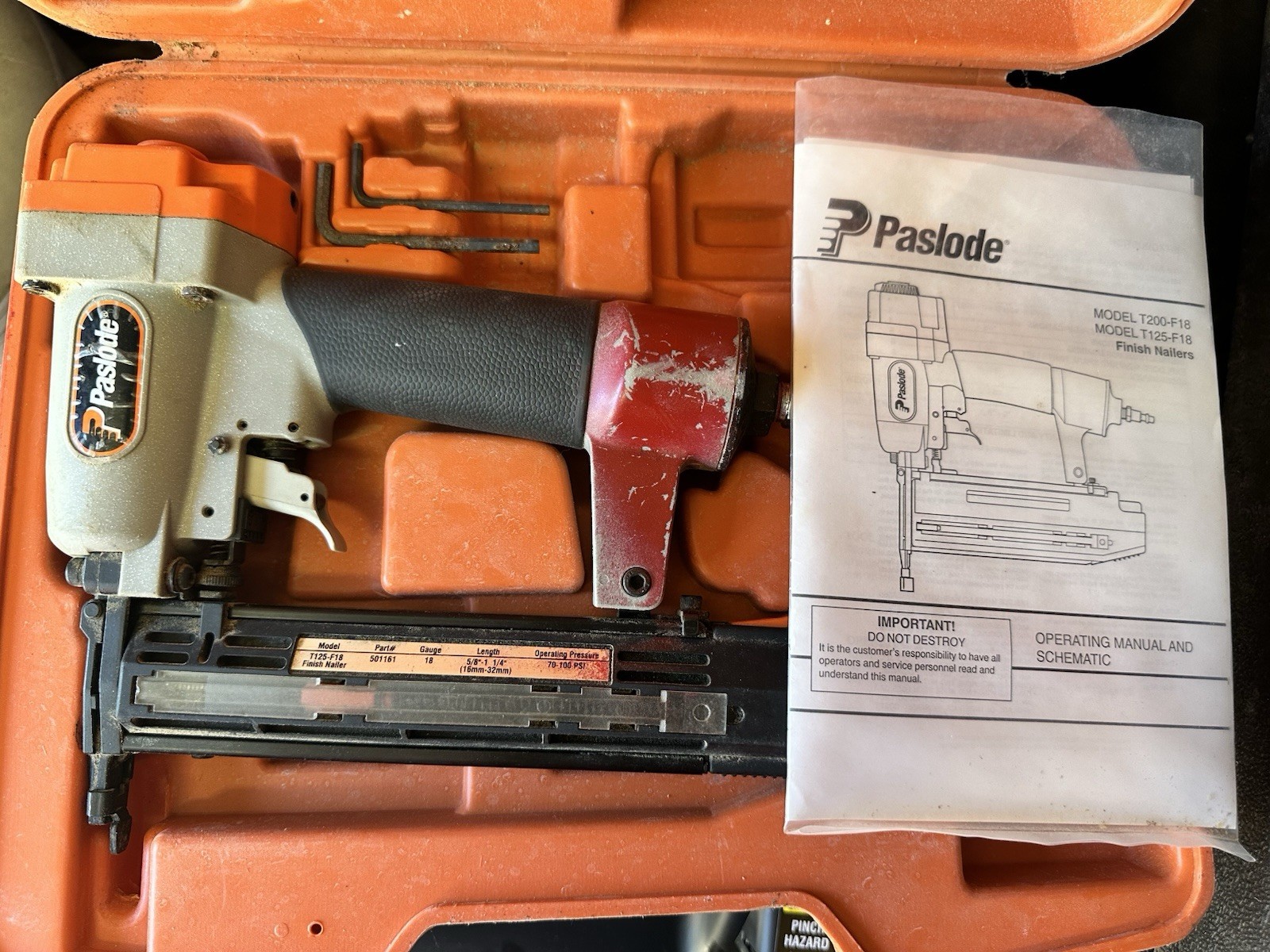 Paslode 18 Gauge Air Nailer T125-F18