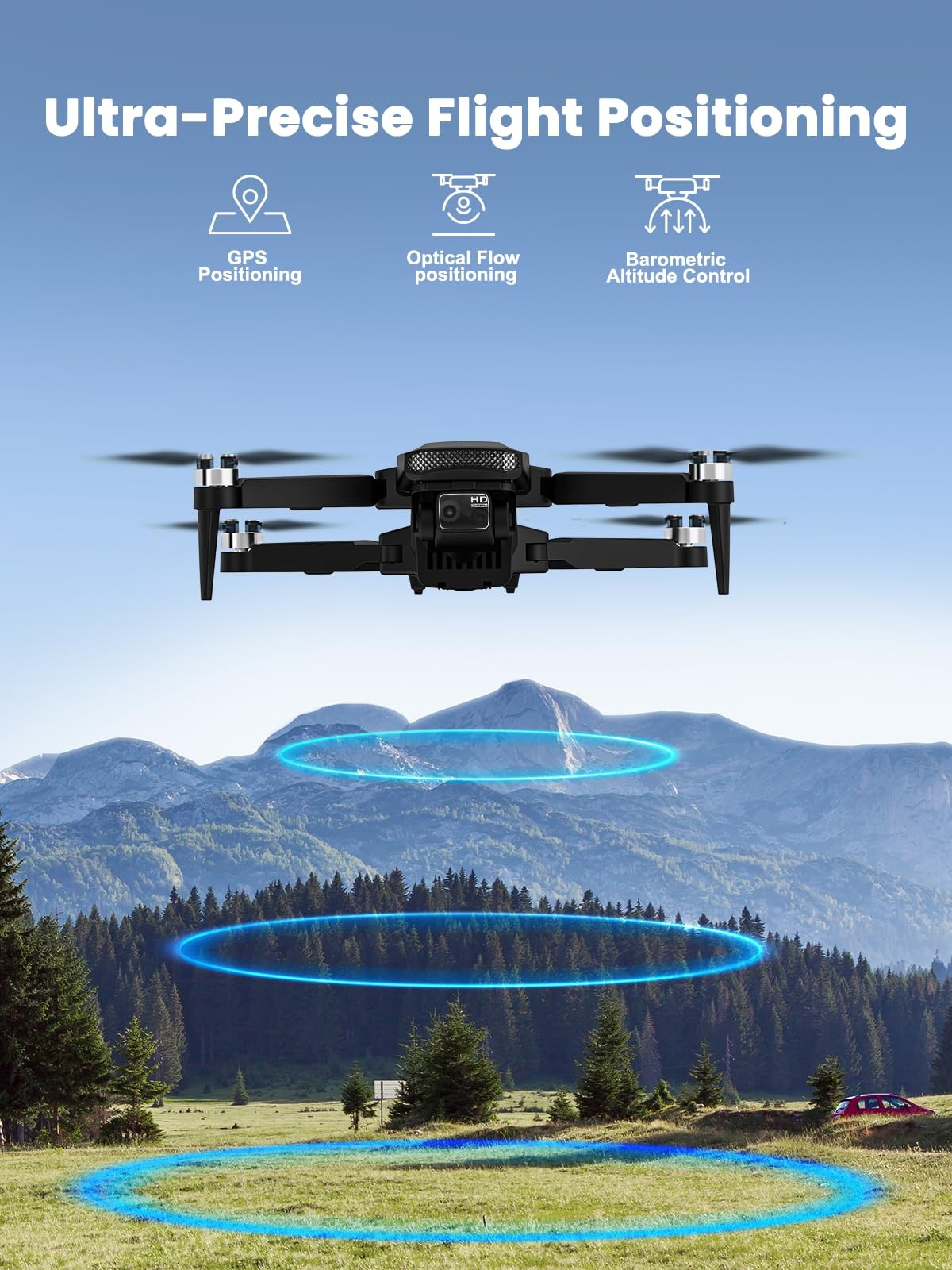 GPS Drone with Camera for Adults 4K, 5.5" Touchscreen Controller, Black