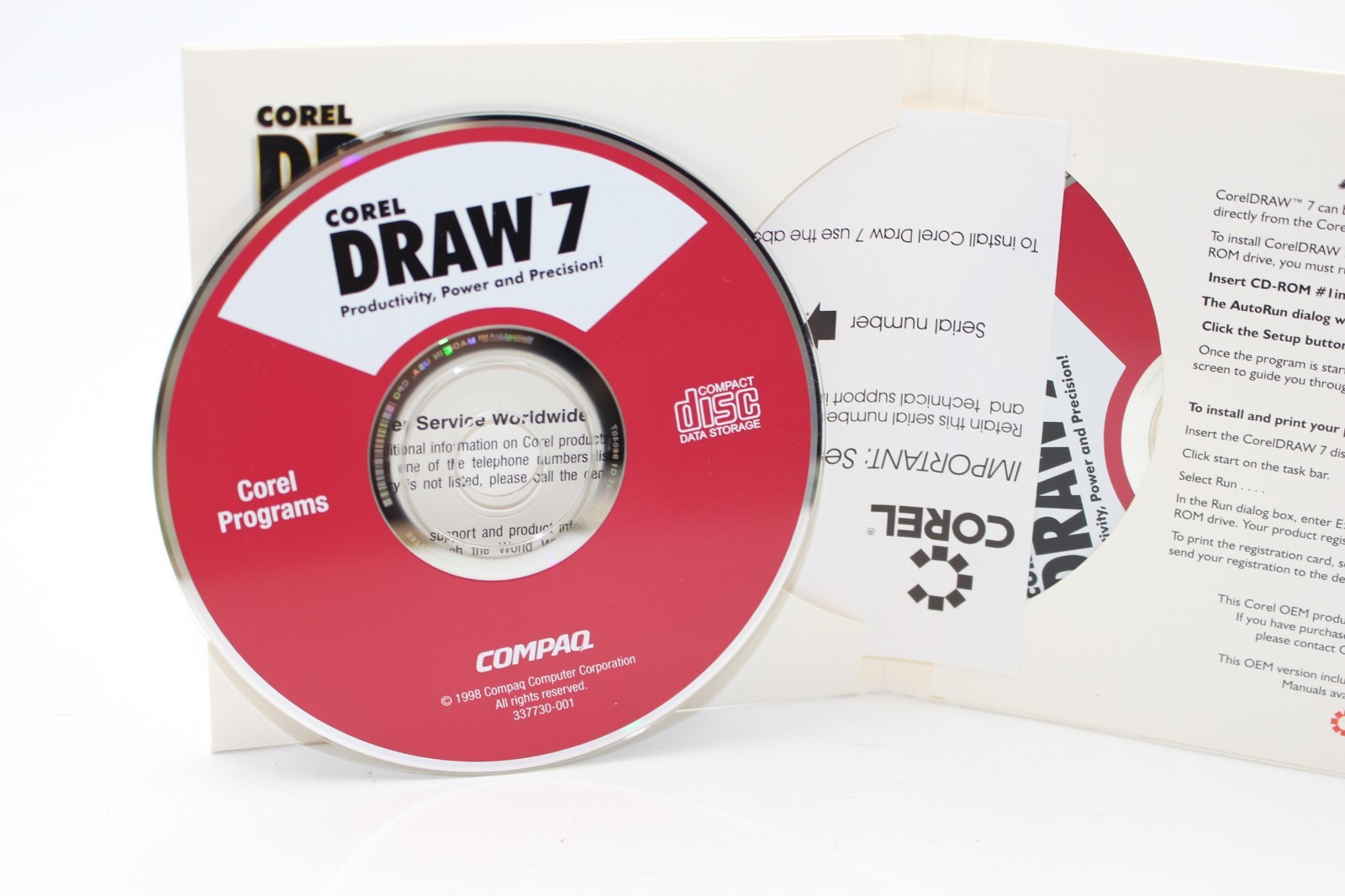 CorelDRAW 7 (2CD Set, 1996, Corel) Graphic Design Software Photo-Paint Dream 3D