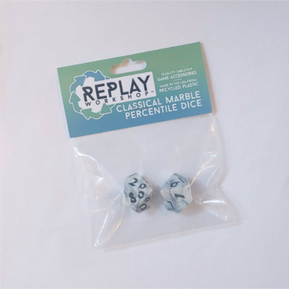 Classical Marble Recycled Percentile Dice from Replay Workshop D&D RPG