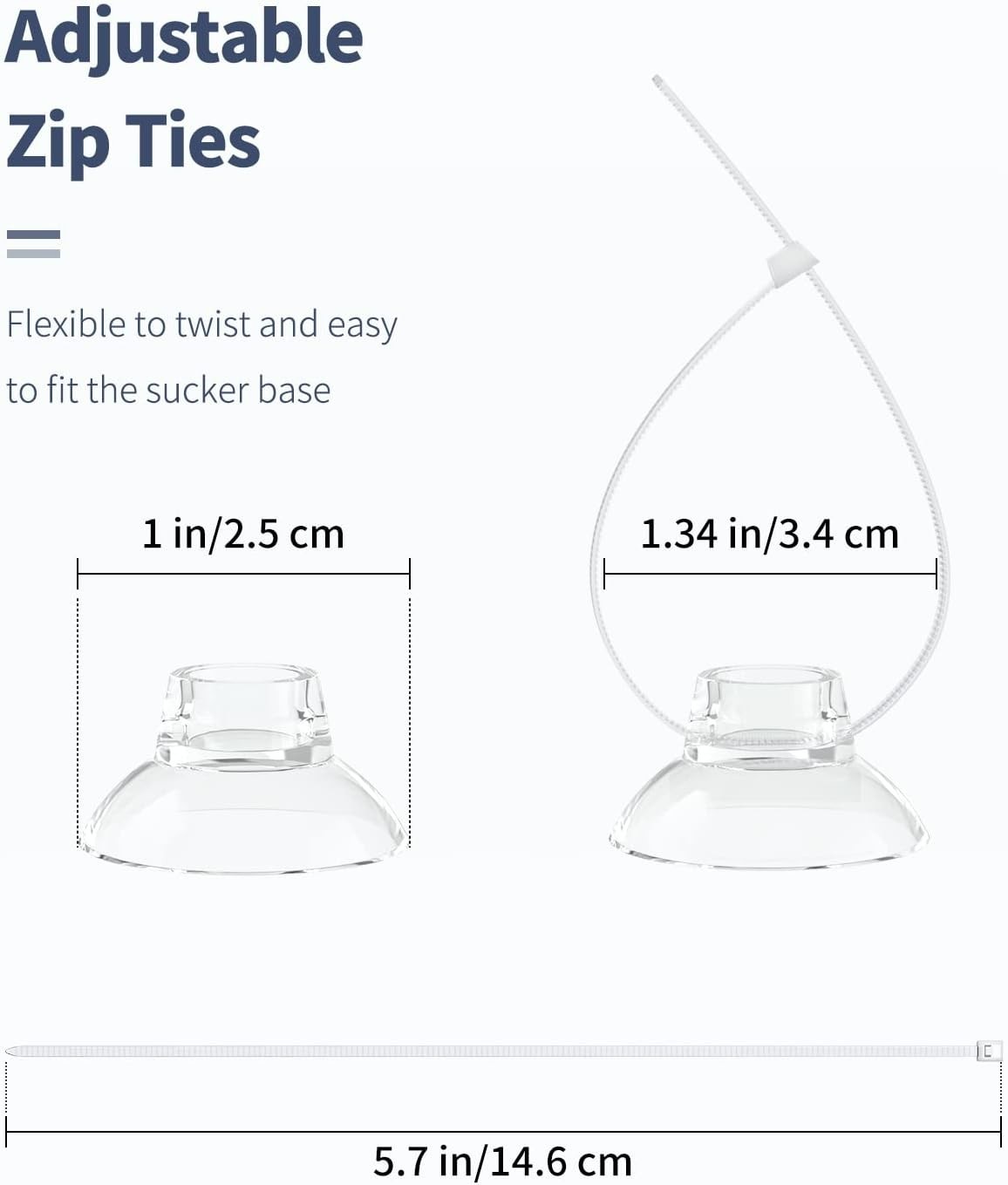 20 Pack Aquarium Suction Cups and 40 Pieces Adjustable Zip Ties Cables Set Fi...