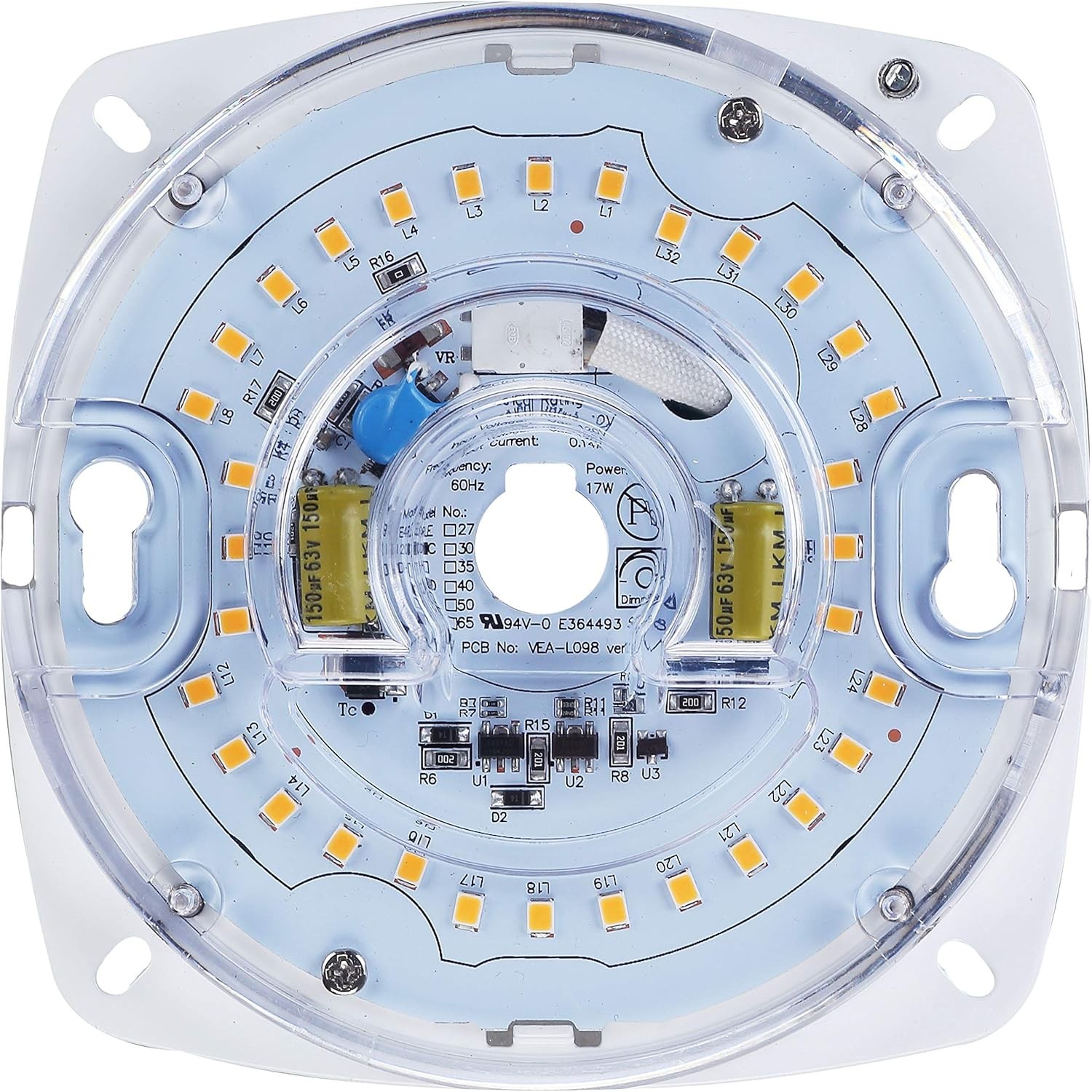 4" PCB Size,5.39" Overall Size, 17W, 3000K,1200LM,120V, CRI90, LED Light Engi...