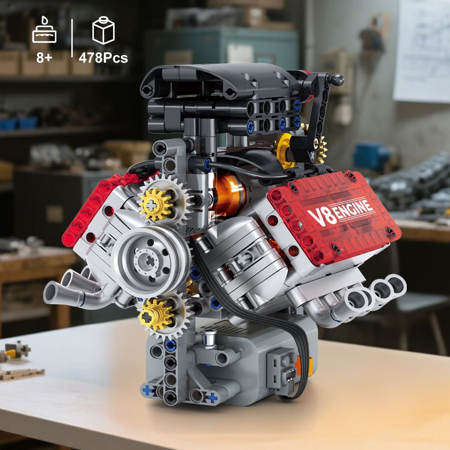 V8 Engine Kit Gas Model - OHV V8 Small Engine Model Kit Model Engine Resin Model