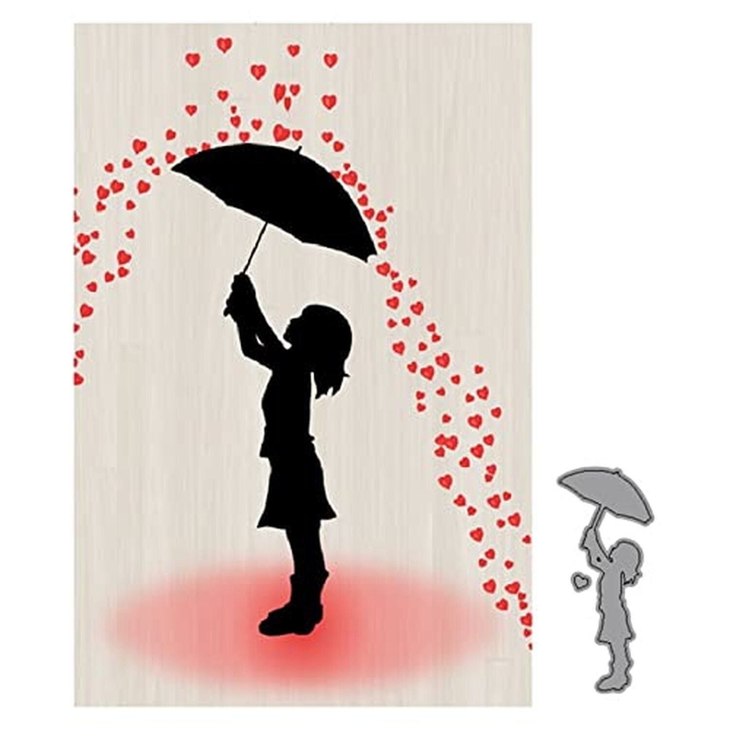 Heart Rains Umbrella Girl Metal Die Cuts,Girl Cutting Dies Cut Stencils for D...