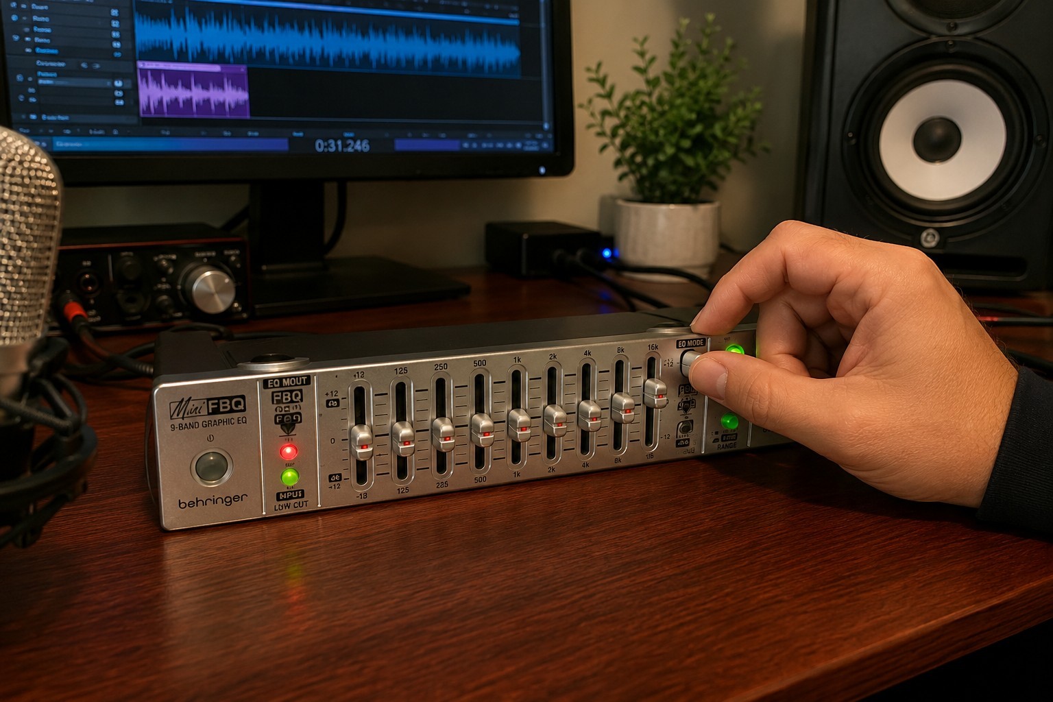 Behringer MINIFBQ FBQ800 Ultra-Compact 9-Band Graphic Equalizer NO ADAPTER B10S1