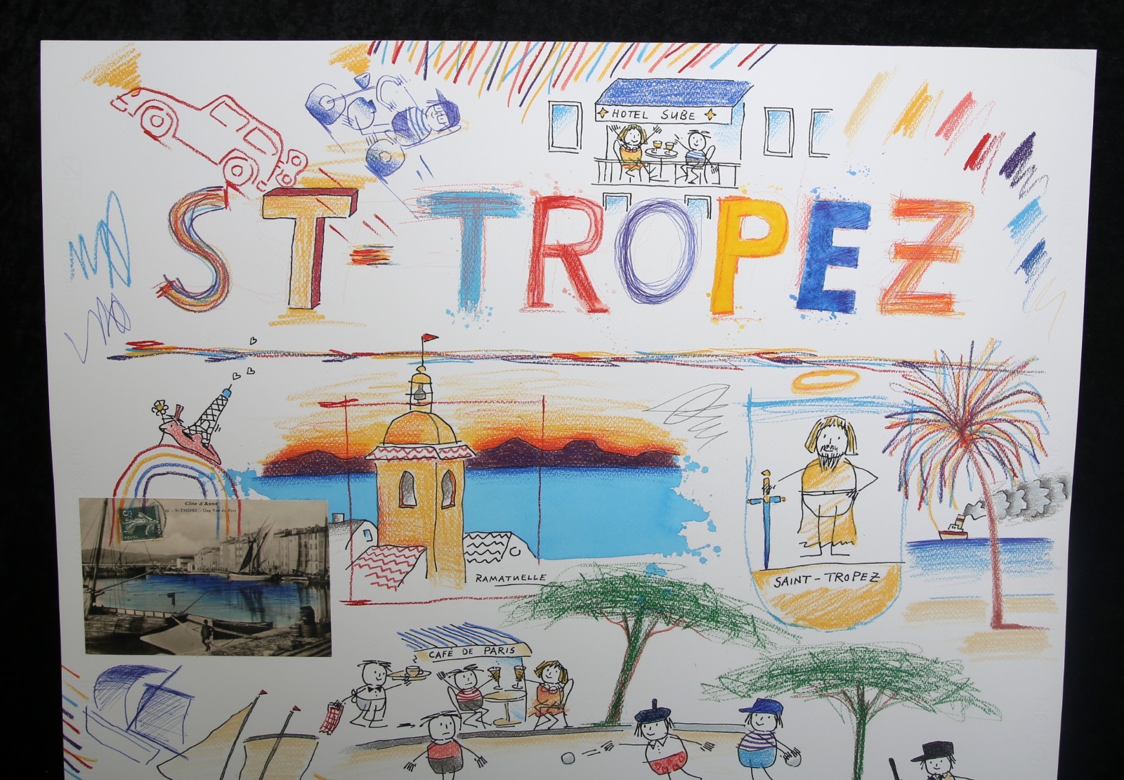 Schlote, Wilhelm - St. Tropez - original design drawing - signed UNIQUE